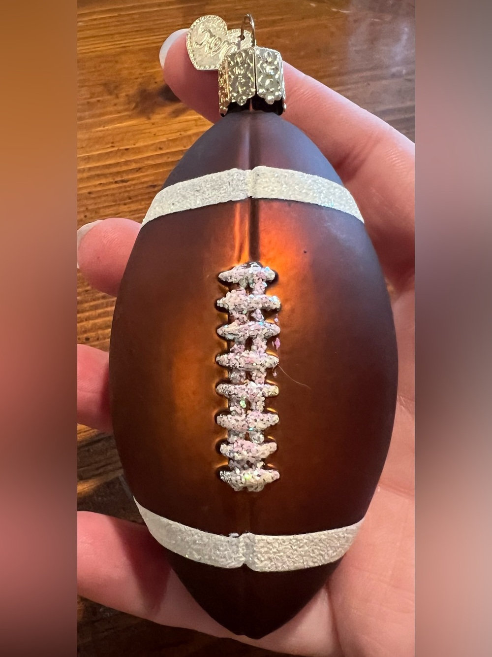 Old World Christmas Blown Glass Football Ornament Sports Pigskin Gift